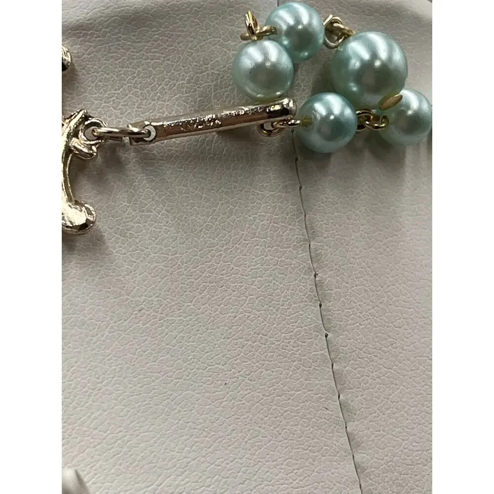 Japan Triple Strand‎ Teal Blue Beaded Necklace Graduated Beads Hook Closure
